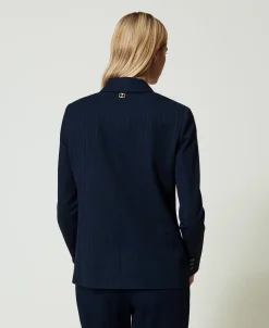 Giacca Blazer Gessata Lurex