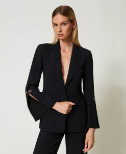 Giacca Blazer In Crêpe Cady Con Gemelli