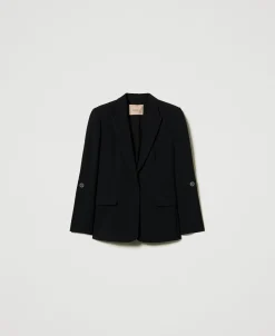 Giacca Blazer In Crêpe Cady Con Gemelli