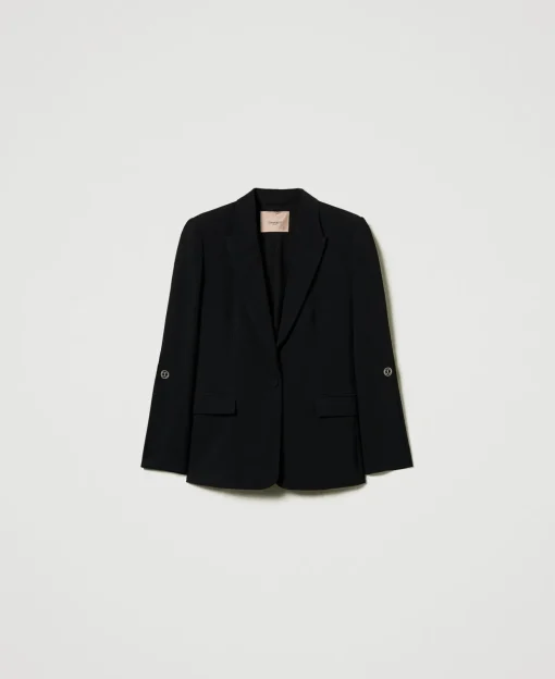 Giacca Blazer In Crêpe Cady Con Gemelli