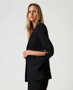 Giacca Blazer In Crêpe Cady Con Gemelli