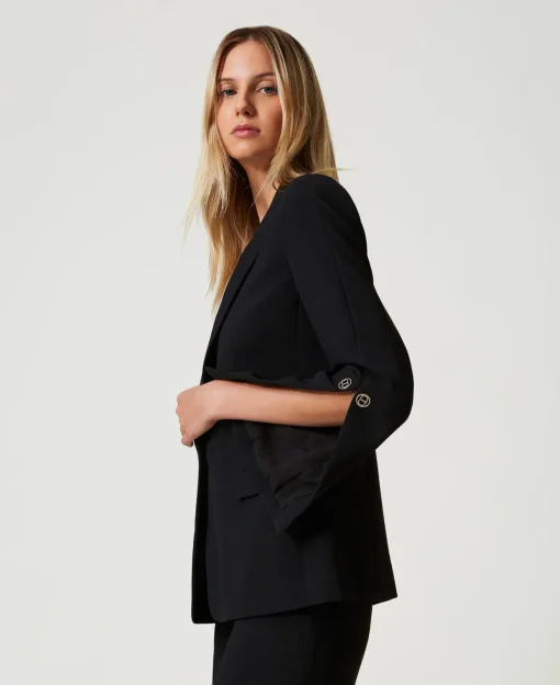 Giacca Blazer In Crêpe Cady Con Gemelli