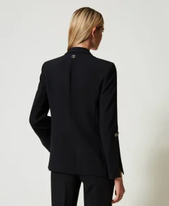Giacca Blazer In Crêpe Cady Con Gemelli