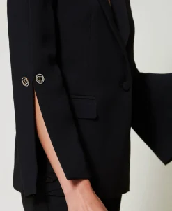 Giacca Blazer In Crêpe Cady Con Gemelli