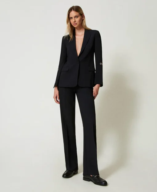 Giacca Blazer In Crêpe Cady Con Gemelli