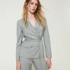 Giacca Blazer In Misto Lana Con Cintura