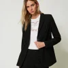 Giacca Blazer In Panno Con Paillettes