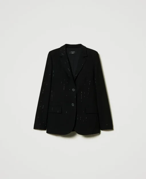Giacca Blazer In Panno Con Paillettes