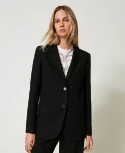Giacca Blazer In Panno Con Paillettes