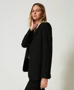 Giacca Blazer In Panno Con Paillettes