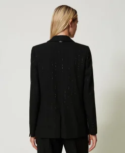 Giacca Blazer In Panno Con Paillettes