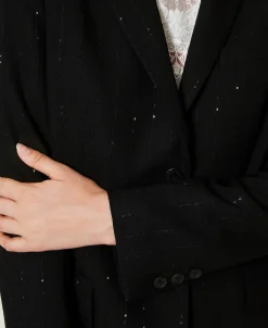 Giacca Blazer In Panno Con Paillettes