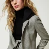 Giacca Blazer In Pied De Poule Con Cappuccio
