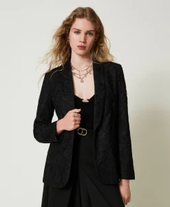 Giacca Blazer In Pizzo Macramè