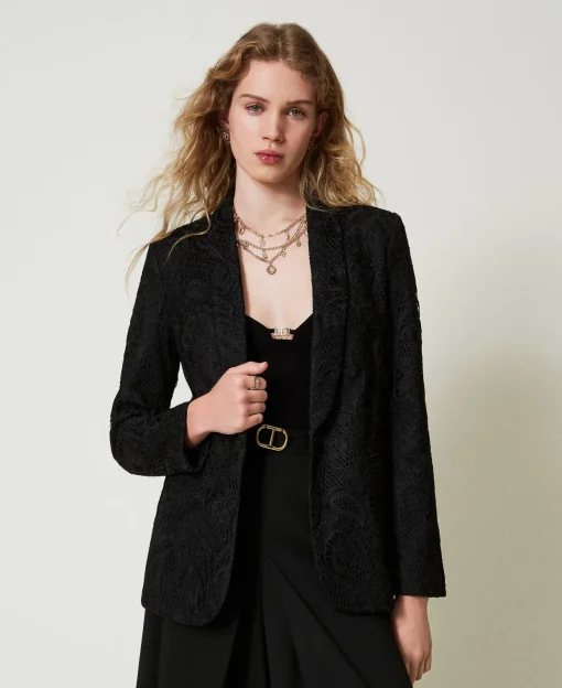 Giacca Blazer In Pizzo Macramè