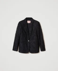 Giacca Blazer In Pizzo Macramè