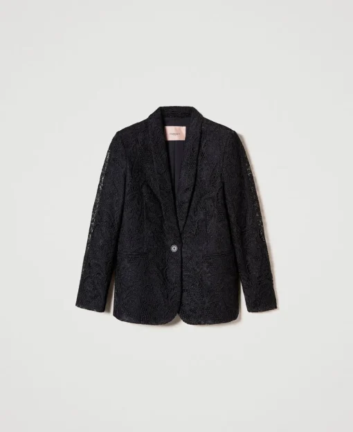 Giacca Blazer In Pizzo Macramè