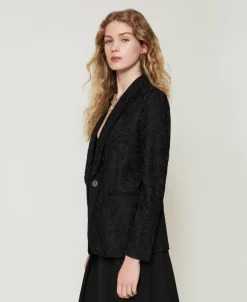 Giacca Blazer In Pizzo Macramè