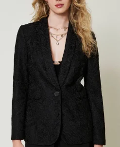 Giacca Blazer In Pizzo Macramè