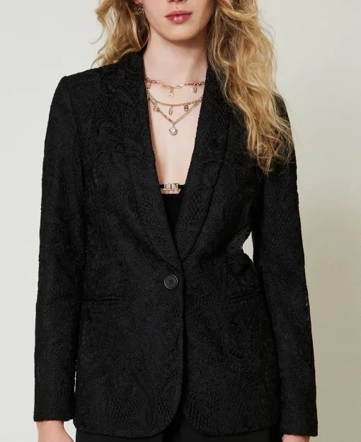 Giacca Blazer In Pizzo Macramè