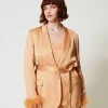 Giacca Blazer In Raso Con Piume
