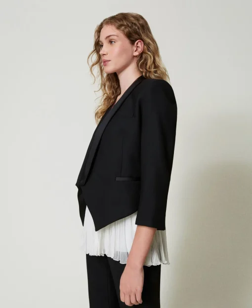 Giacca Blazer In Serge Misto Lana