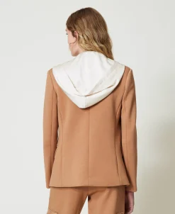 Giacca Blazer In Tessuto Scuba Con Cappuccio