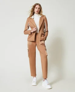 Giacca Blazer In Tessuto Scuba Con Cappuccio