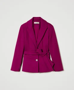Giacca Blazer Monopetto Con Cintura