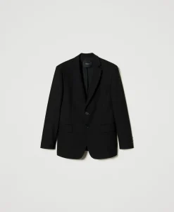 Giacca Blazer Sartoriale In Serge Misto Lana