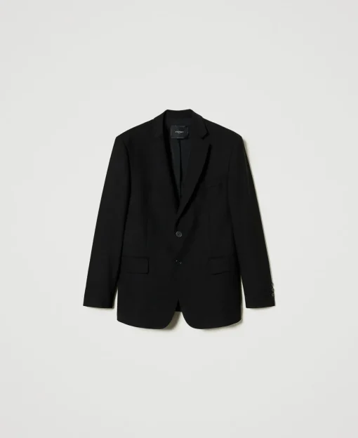 Giacca Blazer Sartoriale In Serge Misto Lana