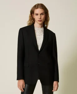 Giacca Blazer Sartoriale In Serge Misto Lana
