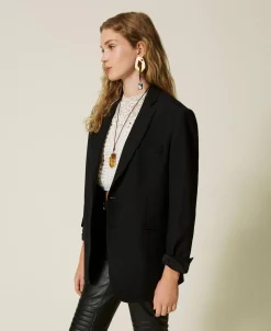 Giacca Blazer Sartoriale In Serge Misto Lana