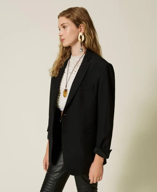 Giacca Blazer Sartoriale In Serge Misto Lana