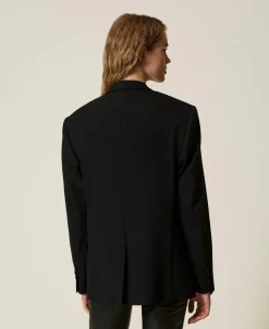 Giacca Blazer Sartoriale In Serge Misto Lana