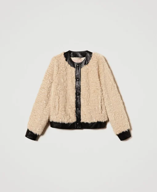 Giacca Boxy In Faux Fur