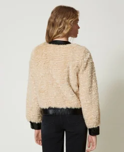 Giacca Boxy In Faux Fur