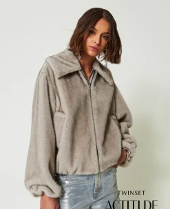 Giacca Corta In Faux Fur