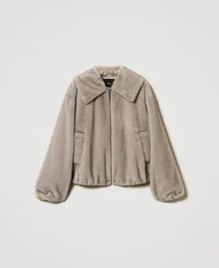 Giacca Corta In Faux Fur
