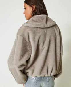 Giacca Corta In Faux Fur