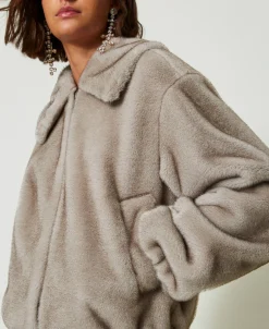 Giacca Corta In Faux Fur