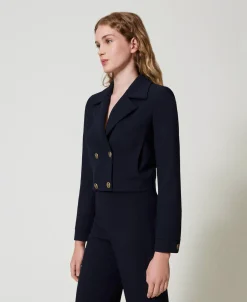 Giacca Cropped In Cady Crêpe