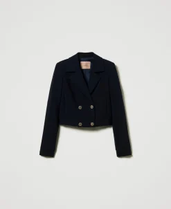 Giacca Cropped In Cady Crêpe