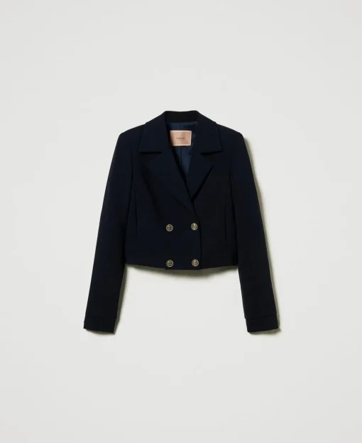 Giacca Cropped In Cady Crêpe