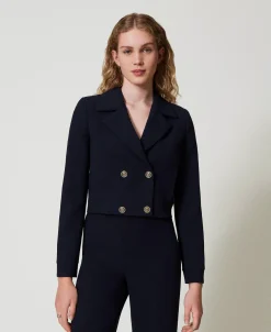 Giacca Cropped In Cady Crêpe