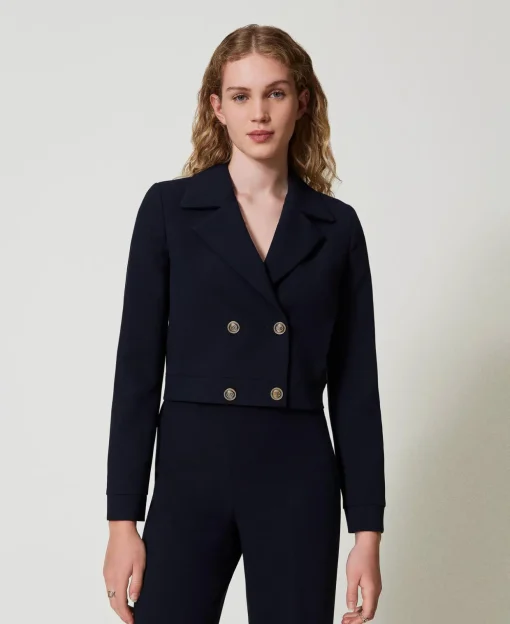 Giacca Cropped In Cady Crêpe