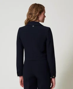 Giacca Cropped In Cady Crêpe