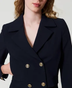 Giacca Cropped In Cady Crêpe