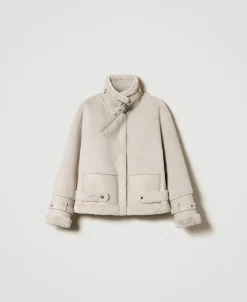 Giacca In Faux Fur Con Cinturini