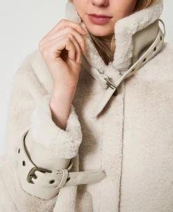 Giacca In Faux Fur Con Cinturini